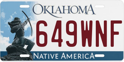 OK license plate 649WNF