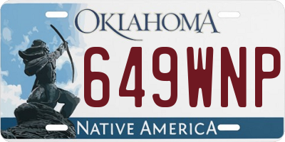 OK license plate 649WNP