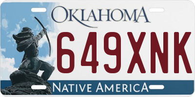OK license plate 649XNK