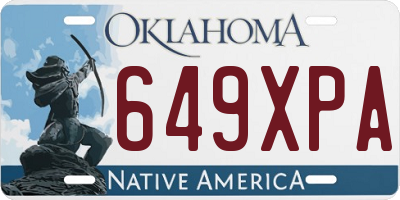 OK license plate 649XPA