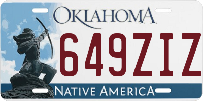 OK license plate 649ZIZ