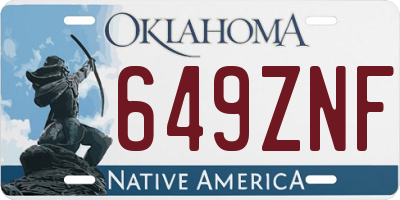 OK license plate 649ZNF