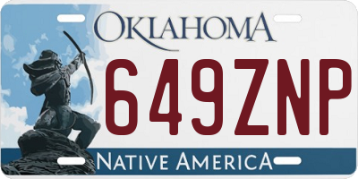 OK license plate 649ZNP