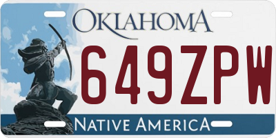 OK license plate 649ZPW