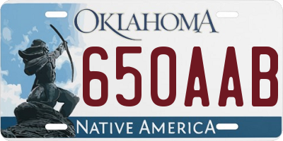 OK license plate 650AAB