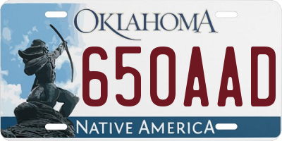 OK license plate 650AAD