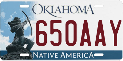 OK license plate 650AAY
