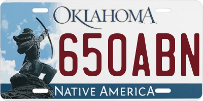 OK license plate 650ABN