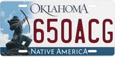 OK license plate 650ACG