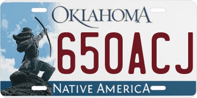 OK license plate 650ACJ