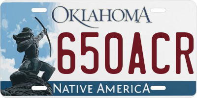 OK license plate 650ACR