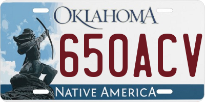OK license plate 650ACV