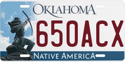 OK license plate 650ACX