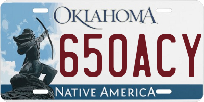 OK license plate 650ACY