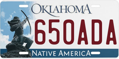 OK license plate 650ADA