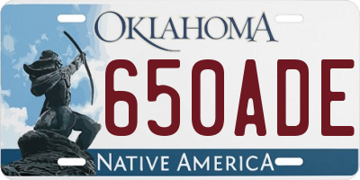 OK license plate 650ADE