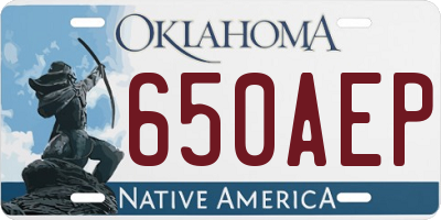 OK license plate 650AEP