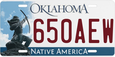 OK license plate 650AEW