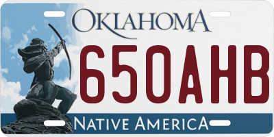 OK license plate 650AHB