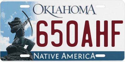OK license plate 650AHF