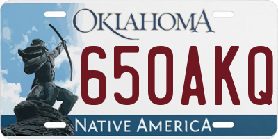 OK license plate 650AKQ