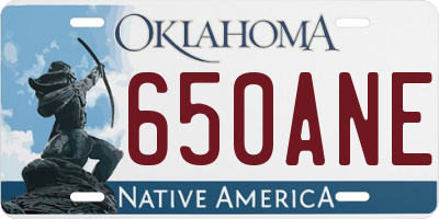 OK license plate 650ANE