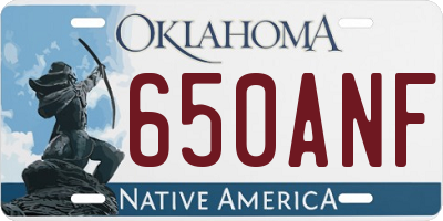 OK license plate 650ANF