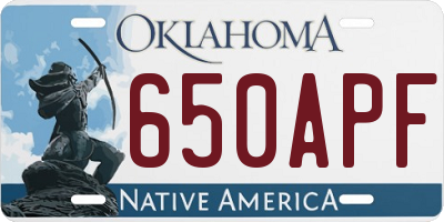 OK license plate 650APF