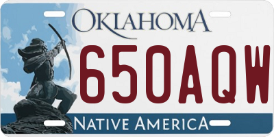 OK license plate 650AQW