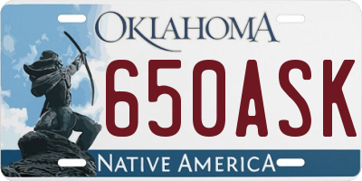 OK license plate 650ASK