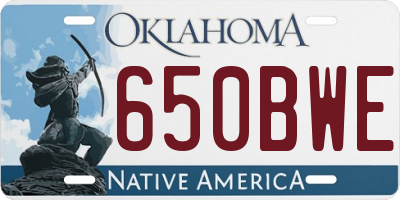 OK license plate 650BWE