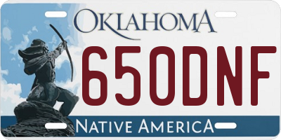OK license plate 650DNF