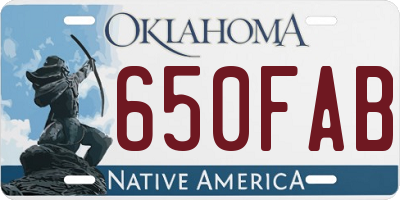 OK license plate 650FAB