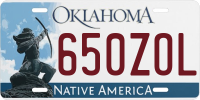 OK license plate 650ZOL