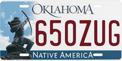 OK license plate 650ZUG