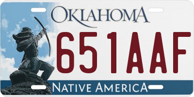 OK license plate 651AAF