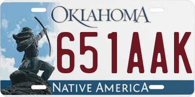 OK license plate 651AAK