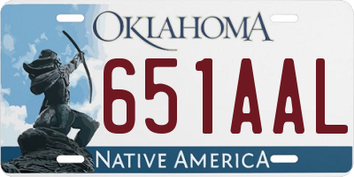 OK license plate 651AAL