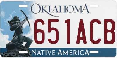 OK license plate 651ACB