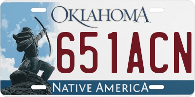 OK license plate 651ACN