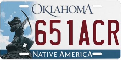 OK license plate 651ACR
