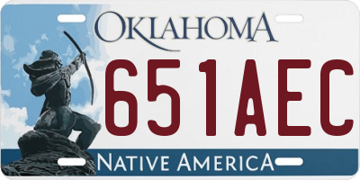 OK license plate 651AEC