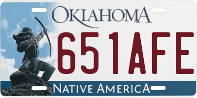 OK license plate 651AFE