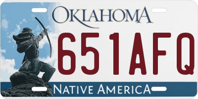 OK license plate 651AFQ