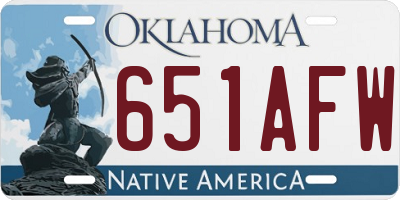 OK license plate 651AFW