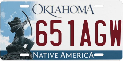 OK license plate 651AGW