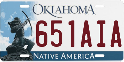 OK license plate 651AIA