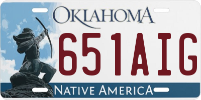OK license plate 651AIG