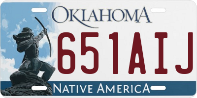 OK license plate 651AIJ