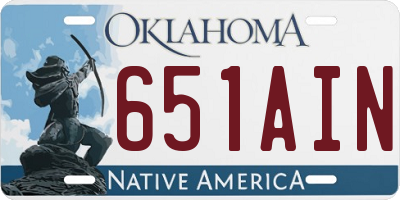 OK license plate 651AIN